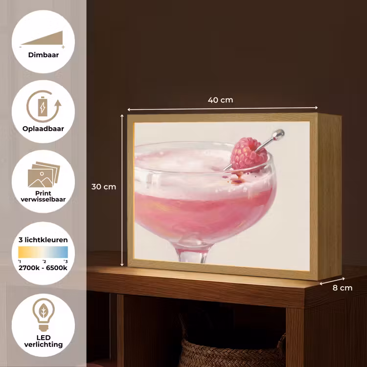 Lightbox - Wandlamp - Cocktail - Framboos - Drank - Modern - Roze — 10