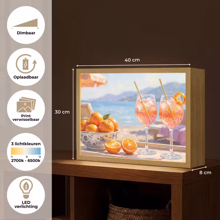 Lightbox - Wandlamp - Drank - Glazen - Strand - Zomer - Oranje — 10