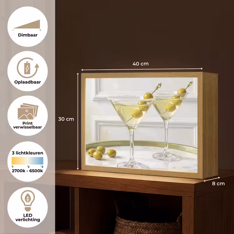 Lightbox - Wandlamp - Drank - Martini - Olijven - Modern - Wit — 10