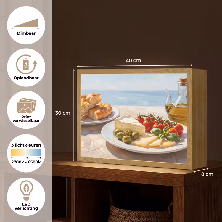 Lightbox - Wandlamp - Eten - Middellandse Zee - Natuur - Geschilderd — 10