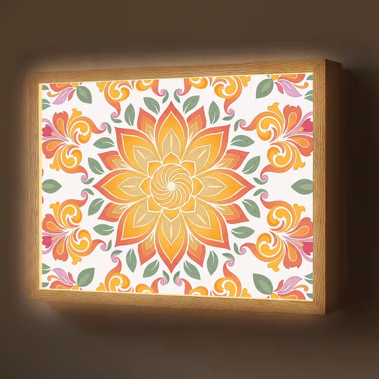 Lightbox - Wandlamp - Mandala - Bloemen - Decoratie - Kleurrijk - Abstract — 1