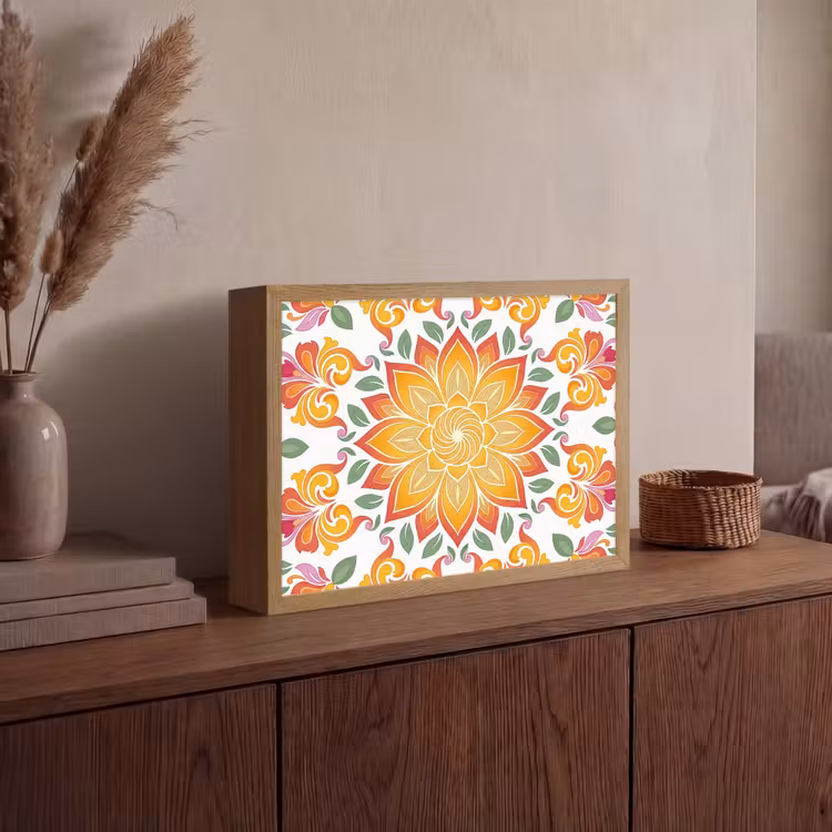 Lightbox - Wandlamp - Mandala - Bloemen - Decoratie - Kleurrijk - Abstract — 4