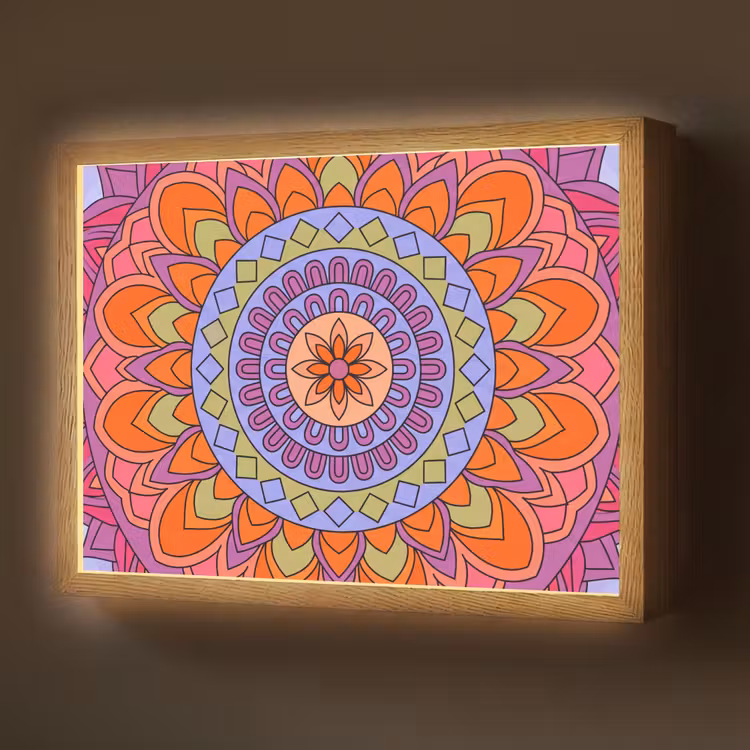 Lightbox - Wandlamp - Mandala - Cirkel - Abstract - Kleurrijk - Patroon — 1