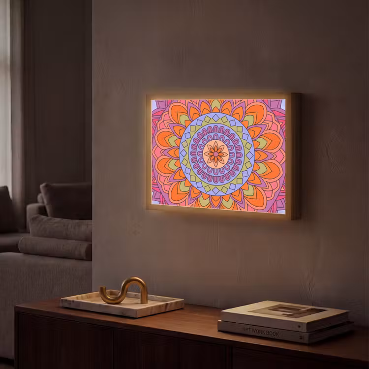 Lightbox - Wandlamp - Mandala - Cirkel - Abstract - Kleurrijk - Patroon — 2