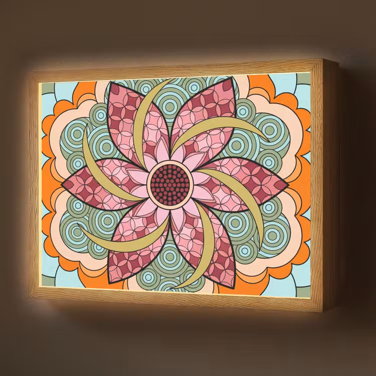 Lightbox - Wandlamp - Mandala - Geometrisch - Kunst - Decoratief - Kleurrijk — 1