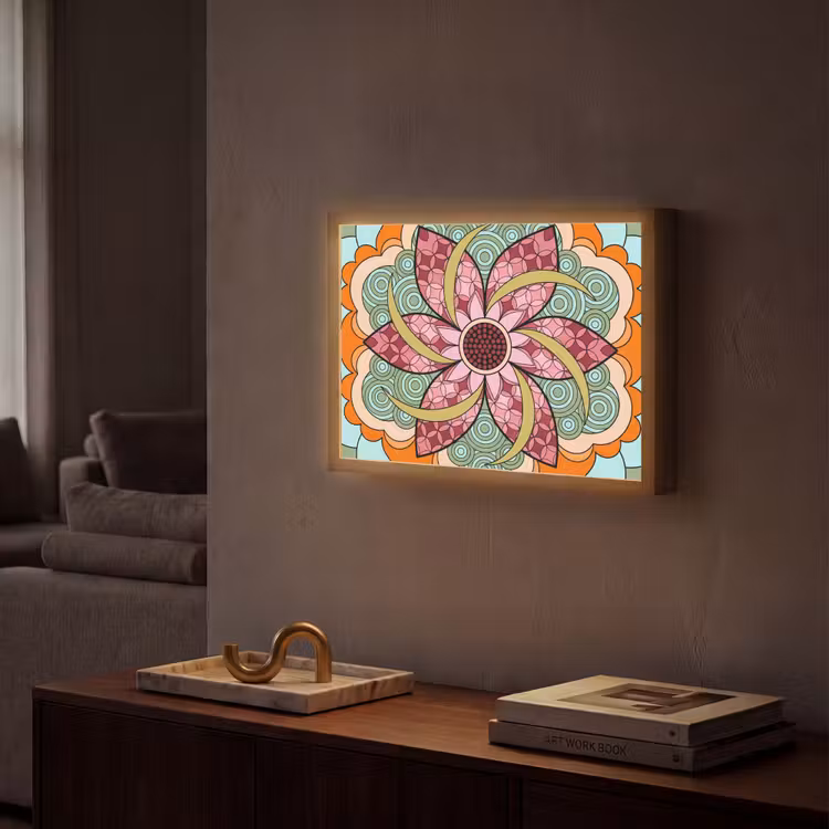Lightbox - Wandlamp - Mandala - Geometrisch - Kunst - Decoratief - Kleurrijk — 2