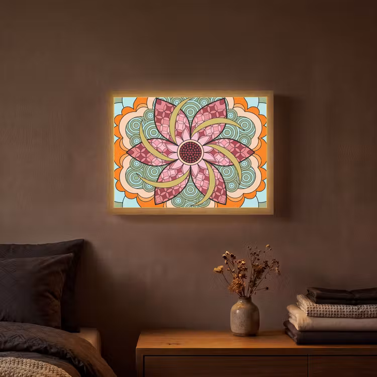 Lightbox - Wandlamp - Mandala - Geometrisch - Kunst - Decoratief - Kleurrijk — 3