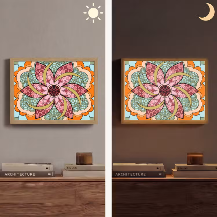 Lightbox - Wandlamp - Mandala - Geometrisch - Kunst - Decoratief - Kleurrijk — 6