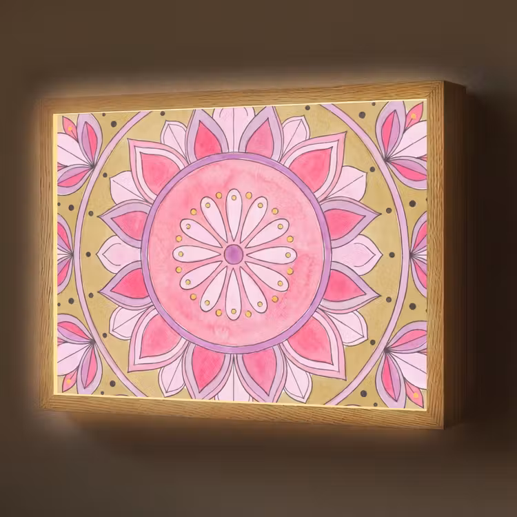 Lightbox - Wandlamp - Mandala - Patroon - Kunst - Aquarel - Roze — 1