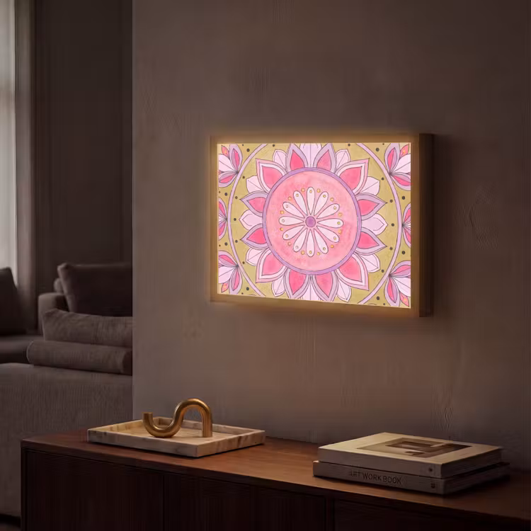 Lightbox - Wandlamp - Mandala - Patroon - Kunst - Aquarel - Roze — 2