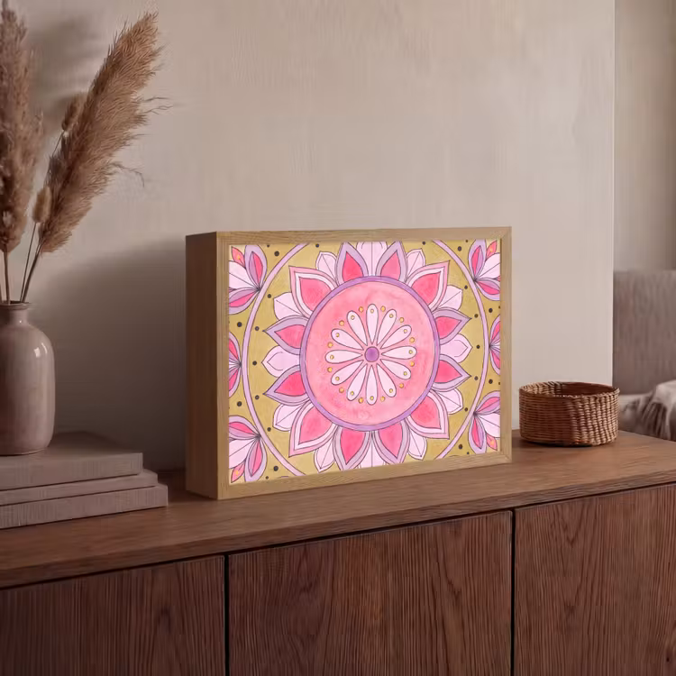 Lightbox - Wandlamp - Mandala - Patroon - Kunst - Aquarel - Roze — 4