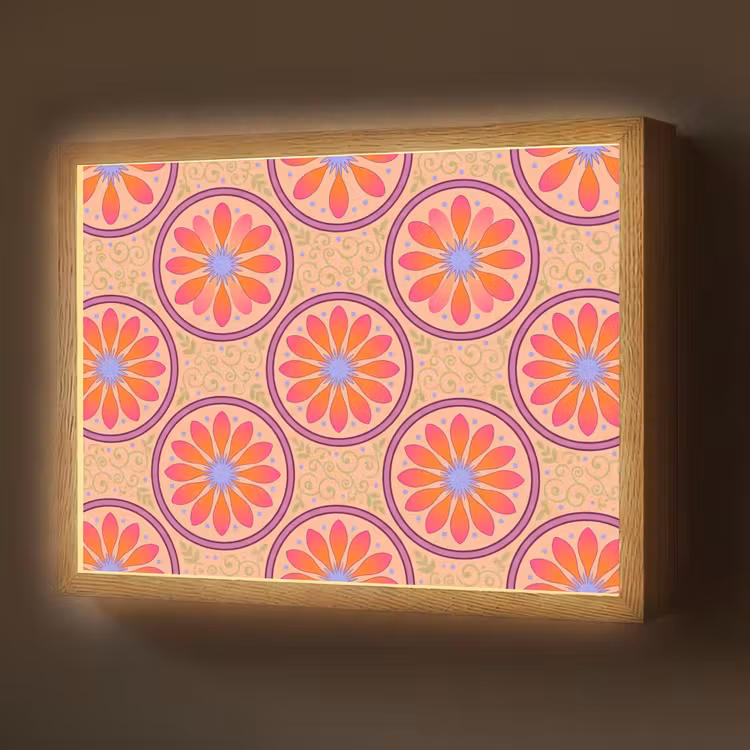 Lightbox - Wandlamp - Patroon - Bloemen - Decoratief - Kleurrijk - Modern — 1
