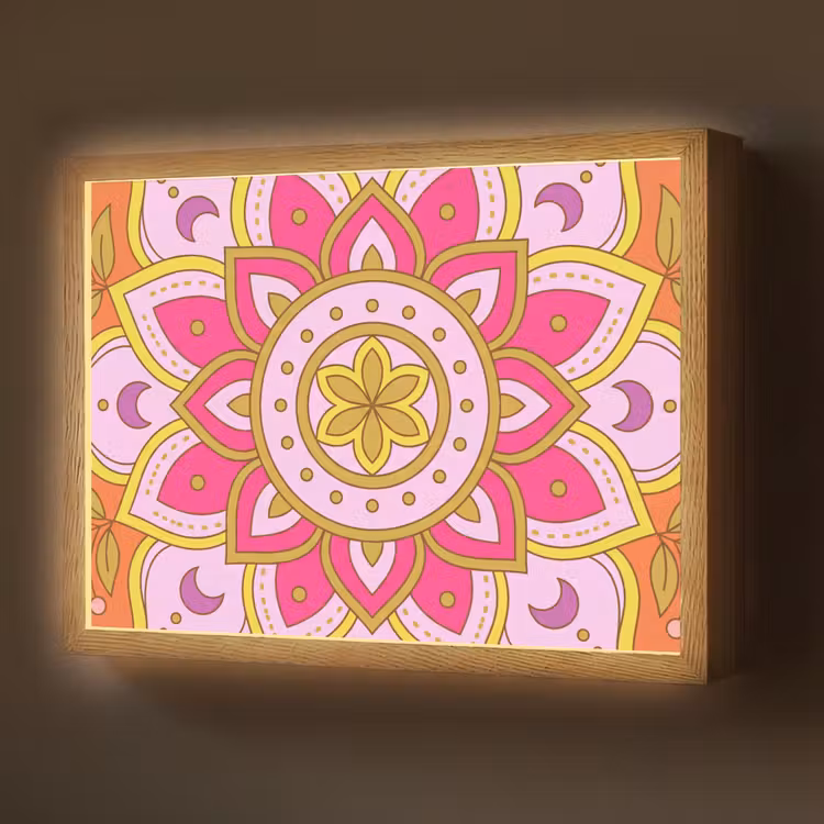 Lightbox - Wandlamp - Patroon - Bloemmotief - Decoratie - Abstract - Roze — 1