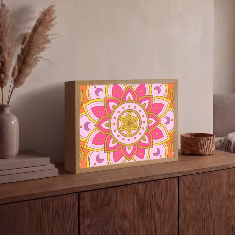 Lightbox - Wandlamp - Patroon - Bloemmotief - Decoratie - Abstract - Roze — 4