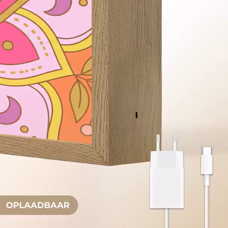 Lightbox - Wandlamp - Patroon - Bloemmotief - Decoratie - Abstract - Roze — 7