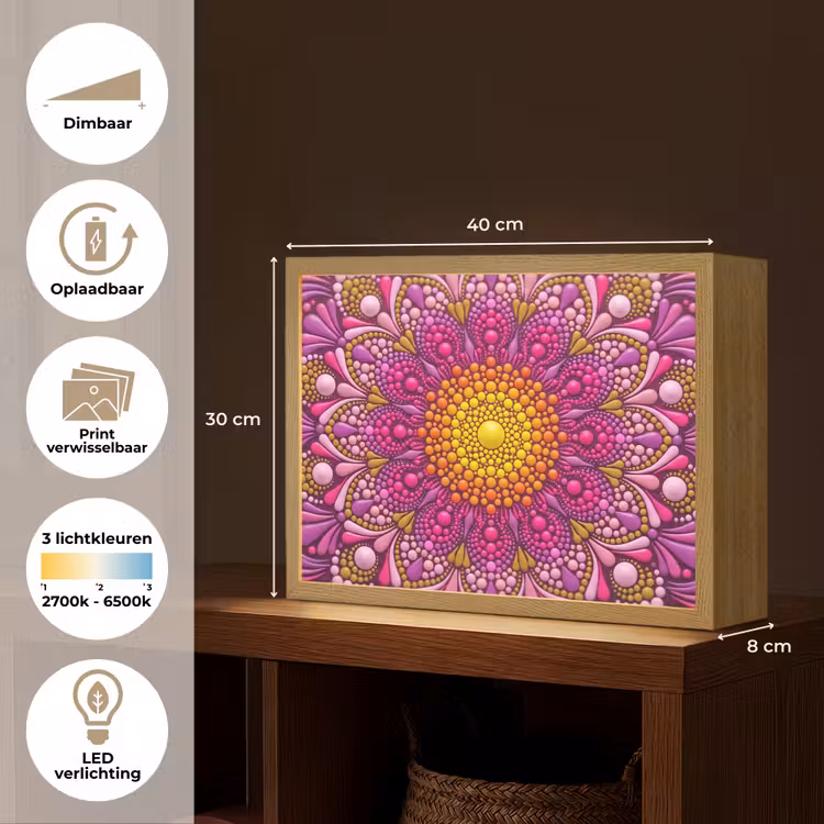 Lightbox - Wandlamp - Patroon - Stippen - Abstract - Kleurrijk — 10