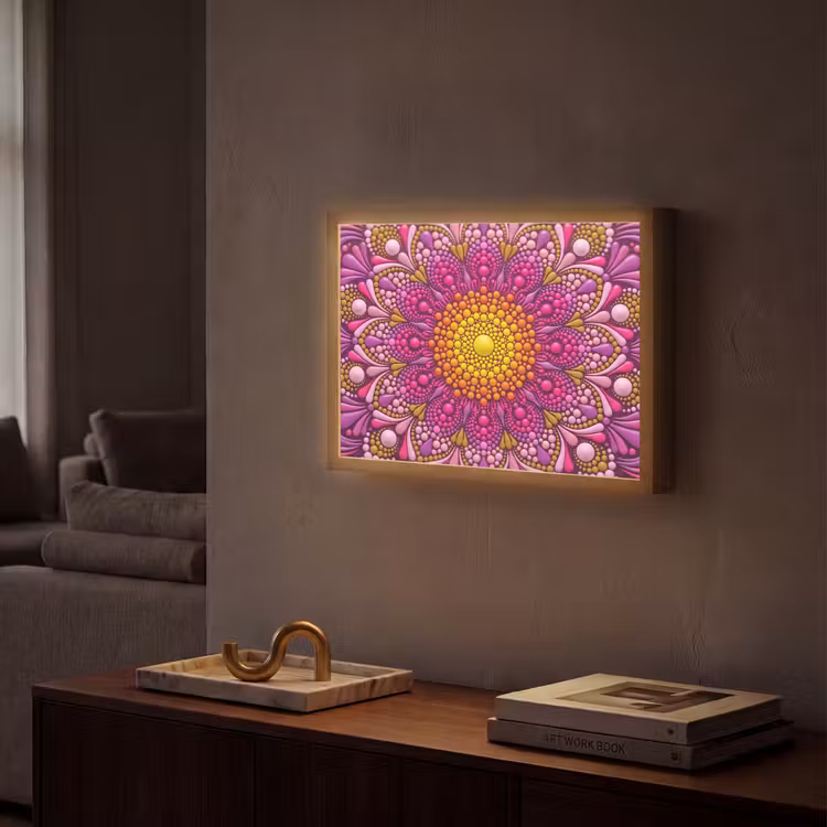 Lightbox - Wandlamp - Patroon - Stippen - Abstract - Kleurrijk — 2