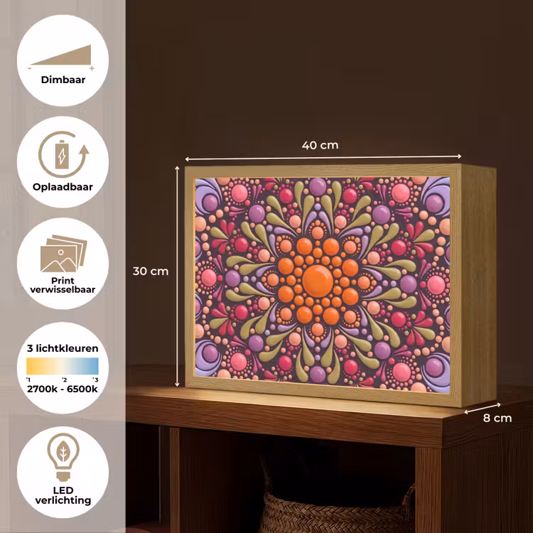 Lightbox - Wandlamp - Patroon - Stippen - Abstract - Modern - Kleurrijk — 10