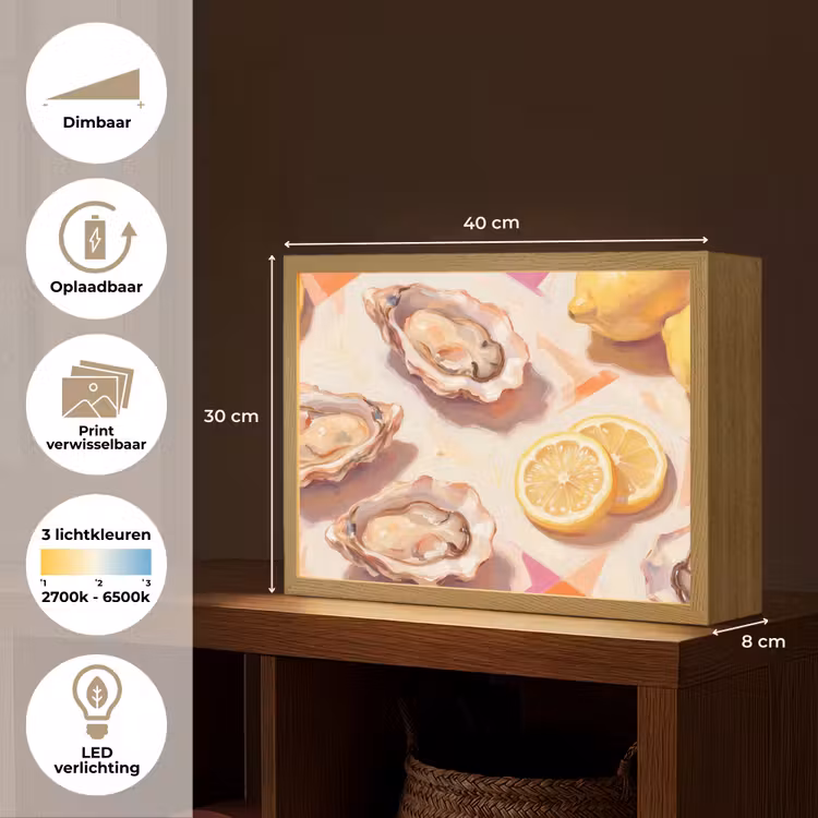 Lightbox - Wandlamp - Stilleven - Citroenen - Oesters - Abstract - Oranje — 10