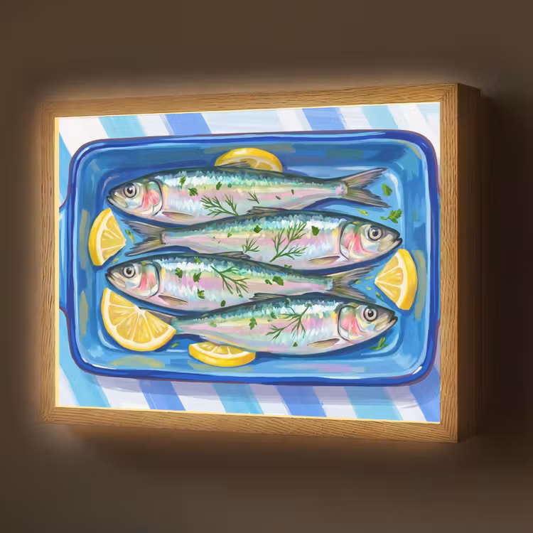 Lightbox - Wandlamp - Vis - Citroen - Kruiden - Eten - Blauw — 1