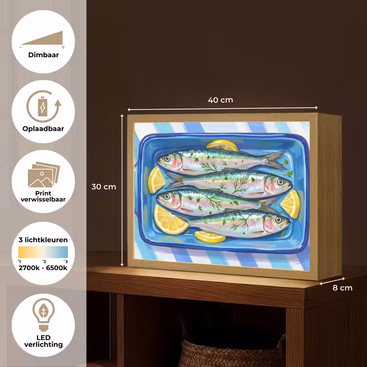 Lightbox - Wandlamp - Vis - Citroen - Kruiden - Eten - Blauw — 10