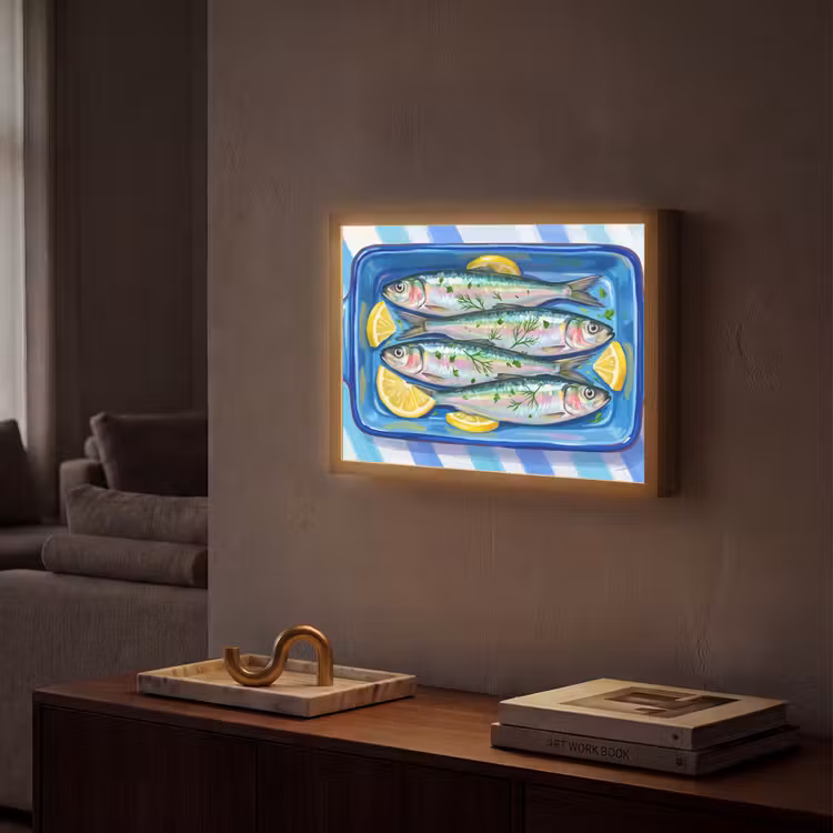 Lightbox - Wandlamp - Vis - Citroen - Kruiden - Eten - Blauw — 2