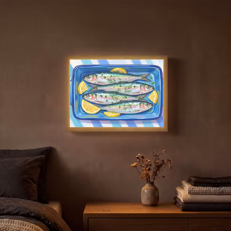 Lightbox - Wandlamp - Vis - Citroen - Kruiden - Eten - Blauw — 3