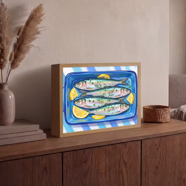 Lightbox - Wandlamp - Vis - Citroen - Kruiden - Eten - Blauw — 4