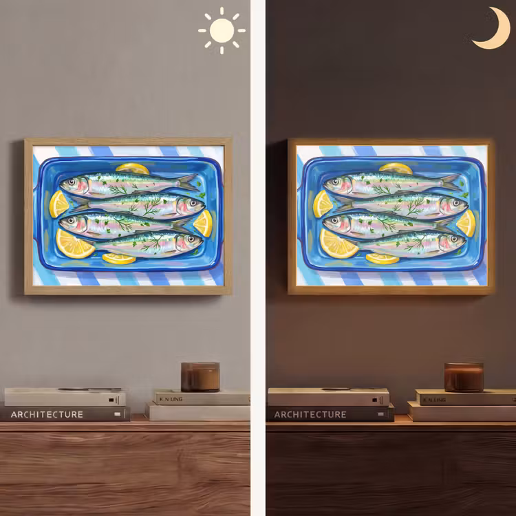 Lightbox - Wandlamp - Vis - Citroen - Kruiden - Eten - Blauw — 6