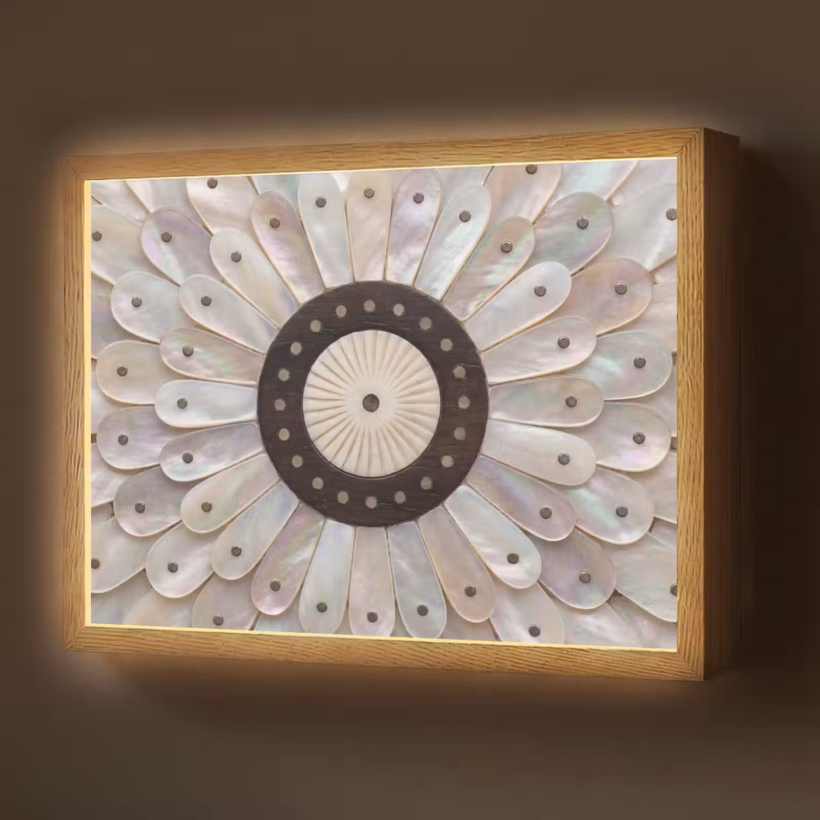 Lightbox - Wandlamp - Parelmoer - Patroon - Decoratie - Ambacht - Wit — 1