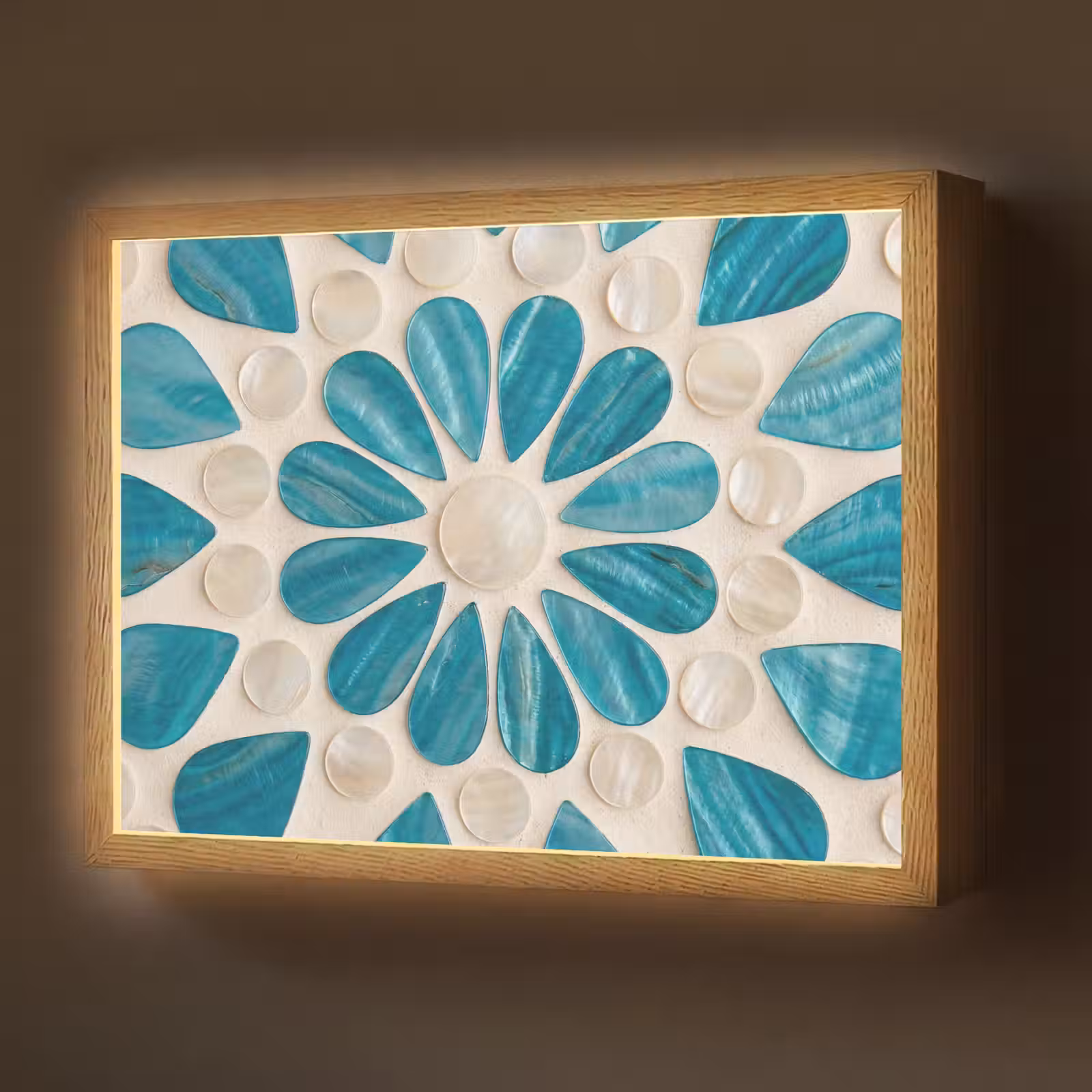 Lightbox - Wandlamp - Patroon - Mozaïek - Schelpen - Abstract - Turquoise — 1