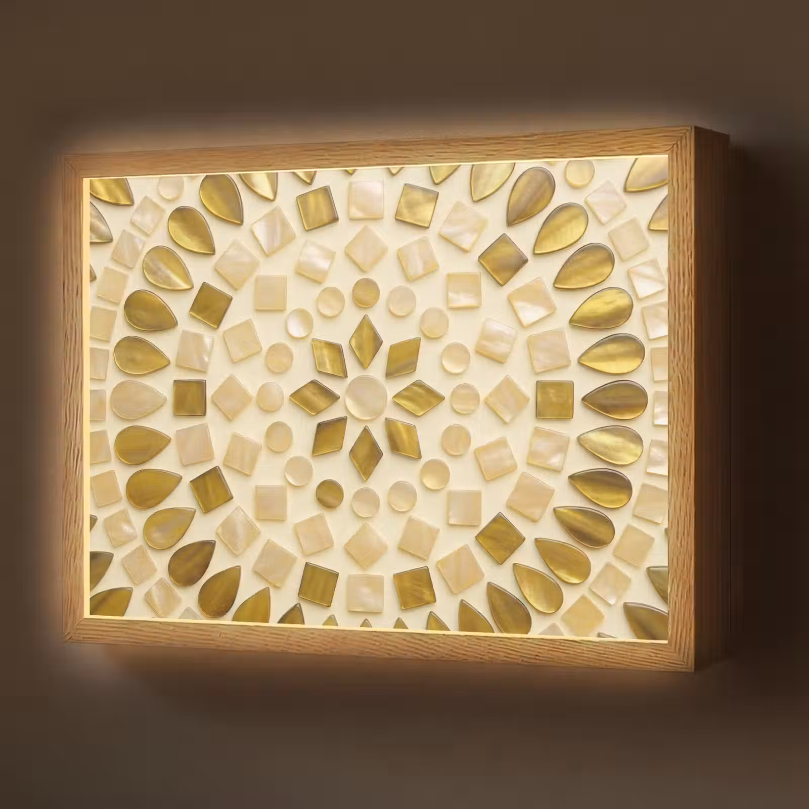 Lightbox - Wandlamp - Patroon - Vormen - Mozaïek - Abstract - Goud — 1