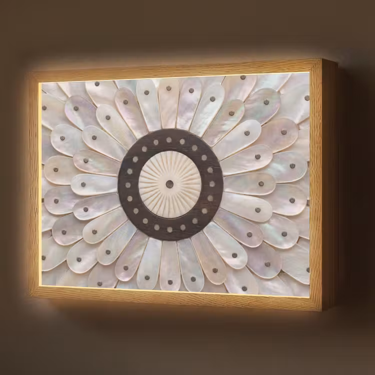 Lightbox - Wandlamp - Parelmoer - Patroon - Decoratie - Ambacht - Wit — 1