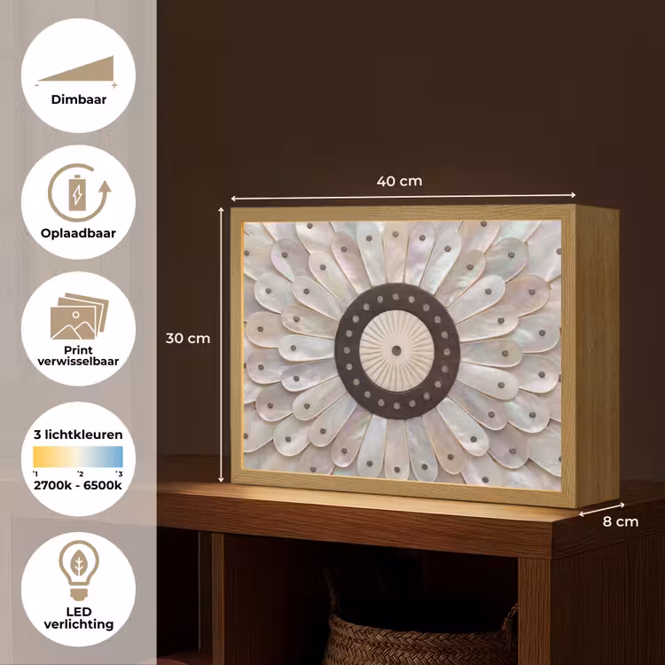 Lightbox - Wandlamp - Parelmoer - Patroon - Decoratie - Ambacht - Wit — 10