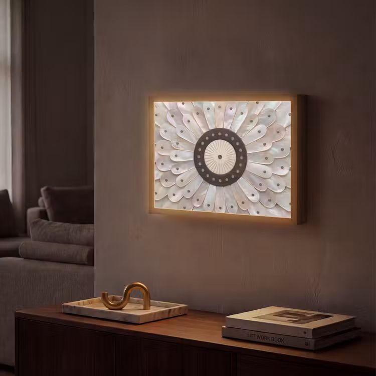 Lightbox - Wandlamp - Parelmoer - Patroon - Decoratie - Ambacht - Wit — 2