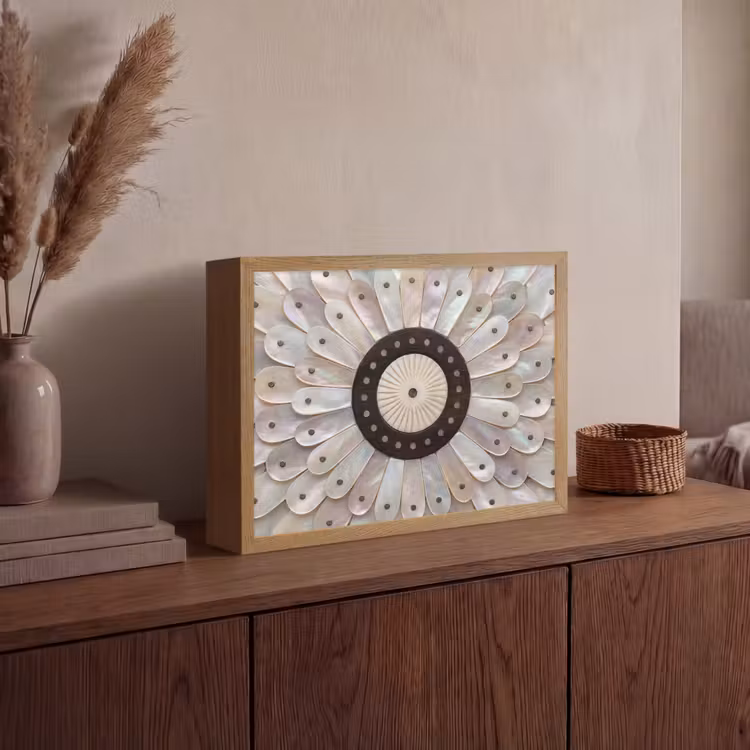 Lightbox - Wandlamp - Parelmoer - Patroon - Decoratie - Ambacht - Wit — 4