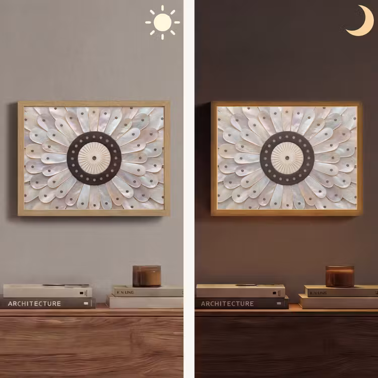 Lightbox - Wandlamp - Parelmoer - Patroon - Decoratie - Ambacht - Wit — 6