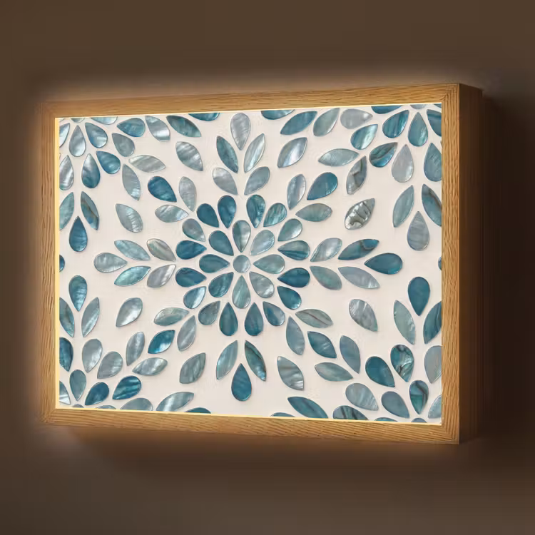 Lightbox - Wandlamp - Patroon - Bladeren - Abstract - Modern - Turquoise — 1