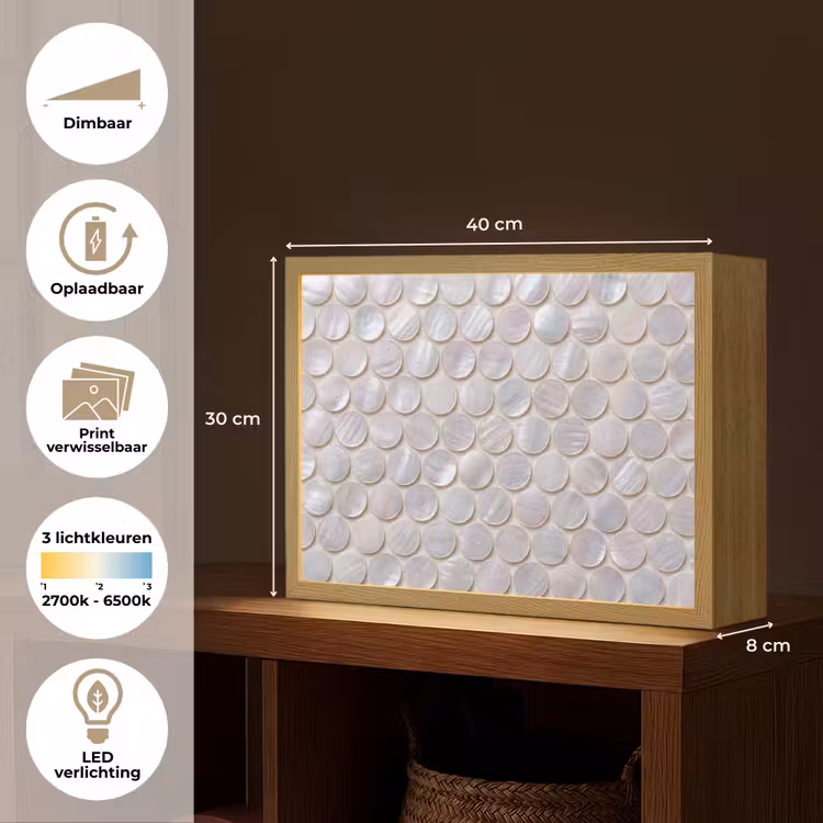 Lightbox - Wandlamp - Patroon - Cirkels - Abstract - Modern - Wit — 10