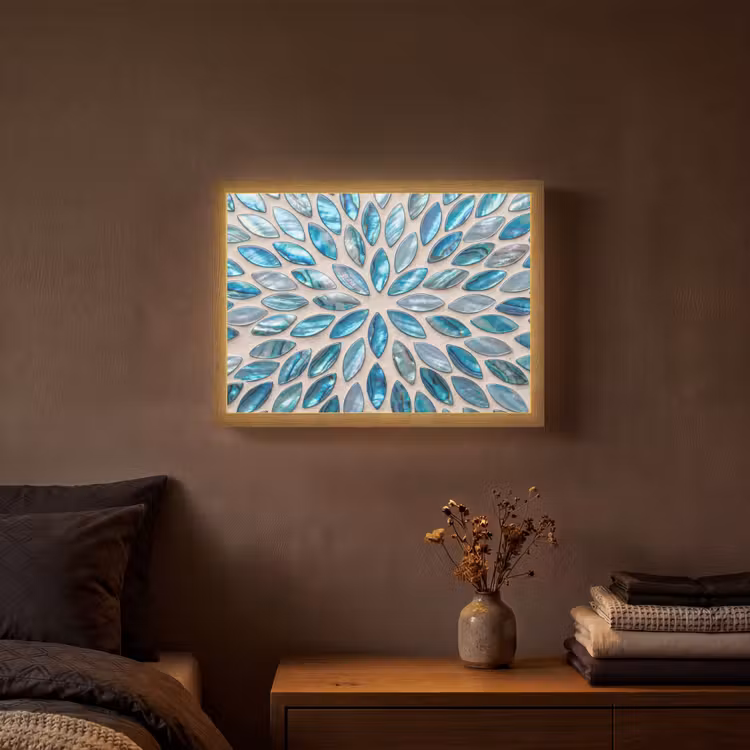 Lightbox - Wandlamp - Patroon - Glans - Abstract - Blauw - Decoratie — 3
