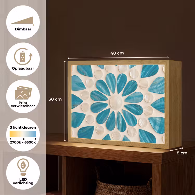 Lightbox - Wandlamp - Patroon - Mozaïek - Schelpen - Abstract - Turquoise — 10