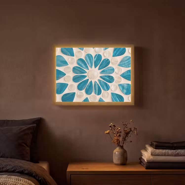 Lightbox - Wandlamp - Patroon - Mozaïek - Schelpen - Abstract - Turquoise — 3