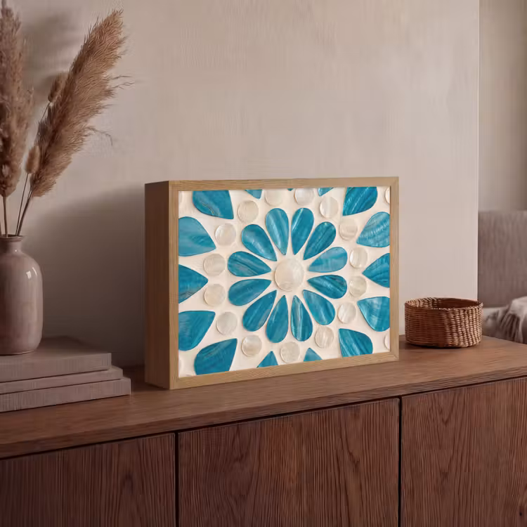 Lightbox - Wandlamp - Patroon - Mozaïek - Schelpen - Abstract - Turquoise — 4
