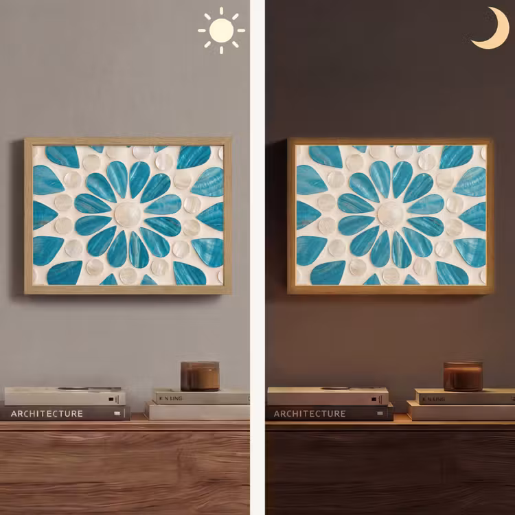Lightbox - Wandlamp - Patroon - Mozaïek - Schelpen - Abstract - Turquoise — 6