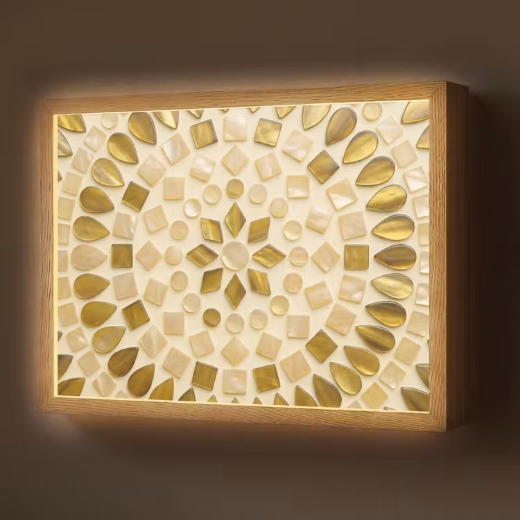 Lightbox - Wandlamp - Patroon - Vormen - Mozaïek - Abstract - Goud — 1