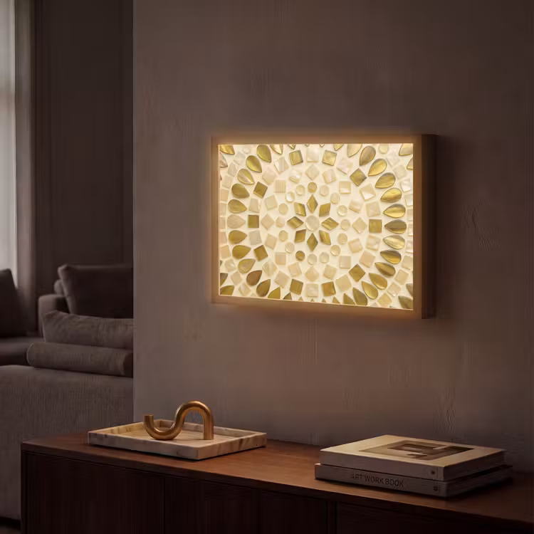 Lightbox - Wandlamp - Patroon - Vormen - Mozaïek - Abstract - Goud — 2