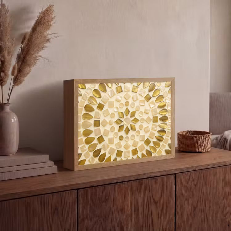 Lightbox - Wandlamp - Patroon - Vormen - Mozaïek - Abstract - Goud — 4