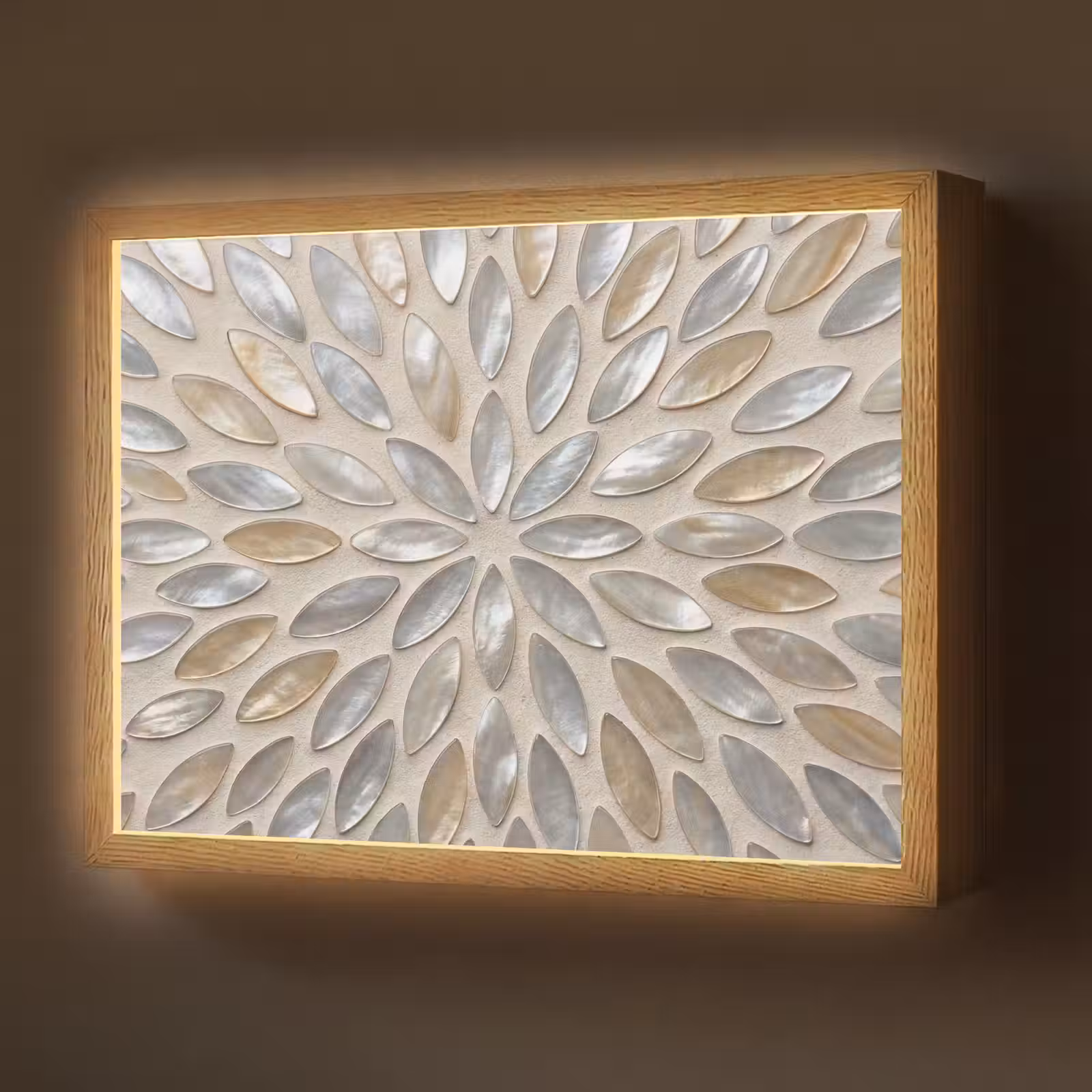 Lightbox - Wandlamp - Patroon - Ovaal - Glanzend - Abstract - Beige — 1