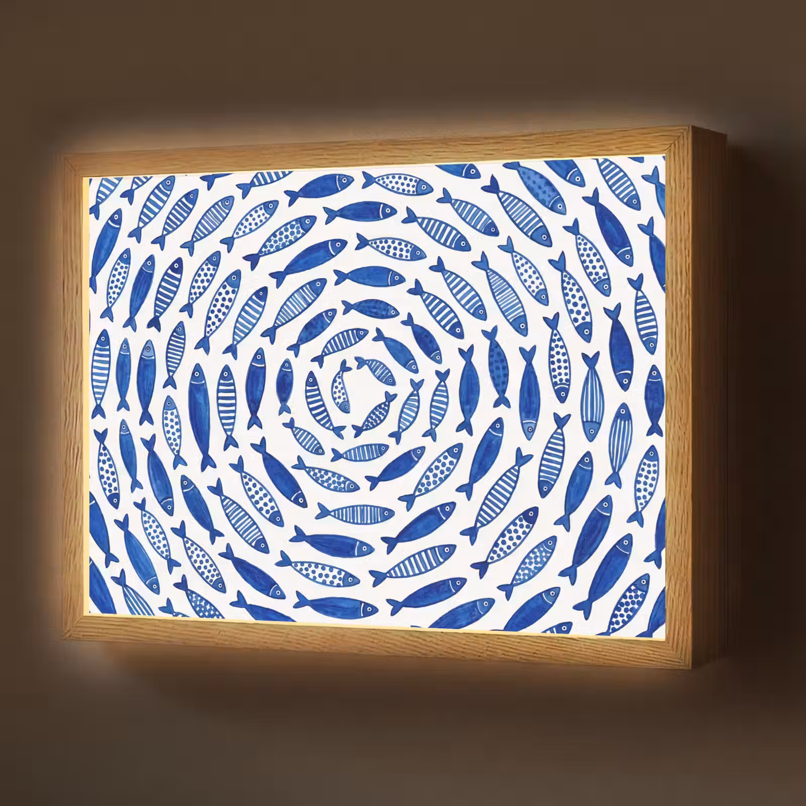 Lightbox - Wandlamp - Vis - Patroon - Onderwater - Abstract - Blauw — 1