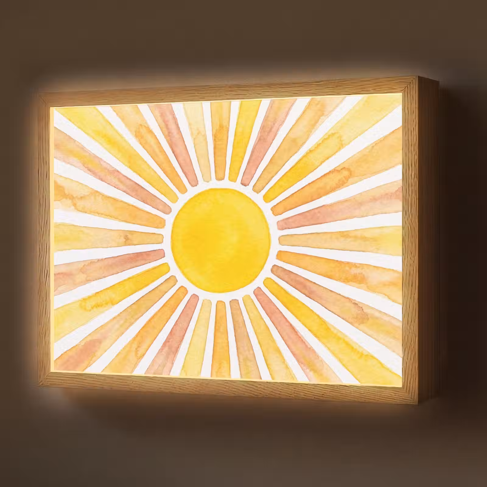 Lightbox - Wandlamp - Zon - Stralen - Aquarel - Geel - Abstract — 1